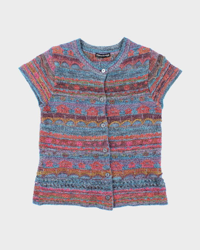Vintage Y2k 00s Persuit De Ideal Mohair Blend Short Sleeve Cardigan - S