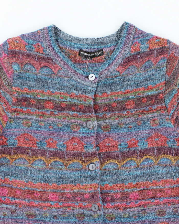 Vintage Y2k 00s Persuit De Ideal Mohair Blend Short Sleeve Cardigan - S