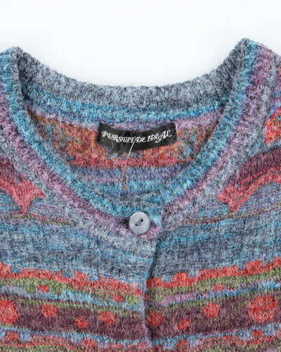 Vintage Y2k 00s Persuit De Ideal Mohair Blend Short Sleeve Cardigan - S