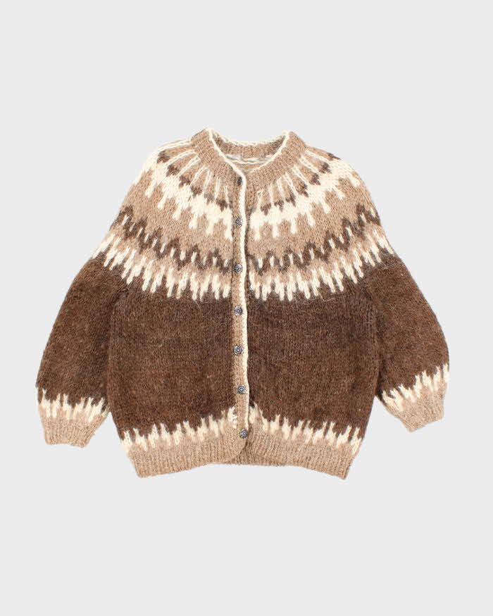 Vintage Handmade Chunky Wool Blend Cardigan - XL