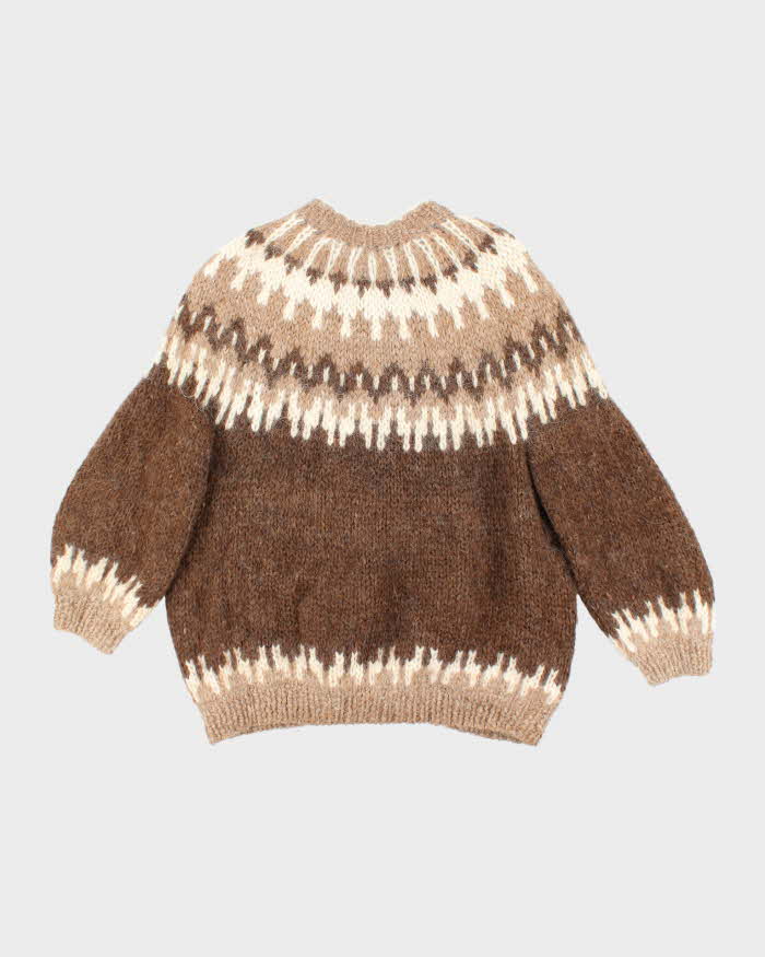 Vintage Handmade Chunky Wool Blend Cardigan - XL