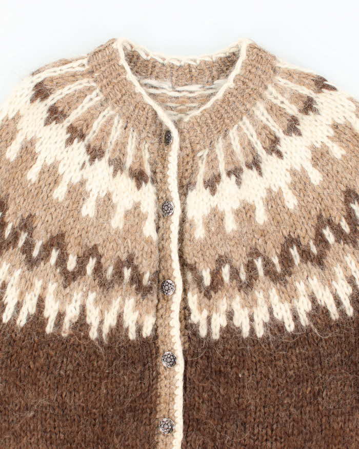 Vintage Handmade Chunky Wool Blend Cardigan - XL