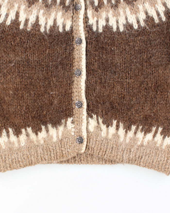Vintage Handmade Chunky Wool Blend Cardigan - XL