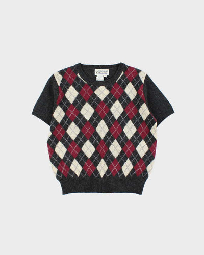 Vintage 90s Casual Wool Blend Short Sleeve Jumper - M