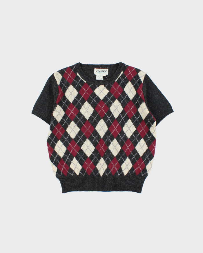 Vintage 90s Casual Wool Blend Short Sleeve Jumper - M