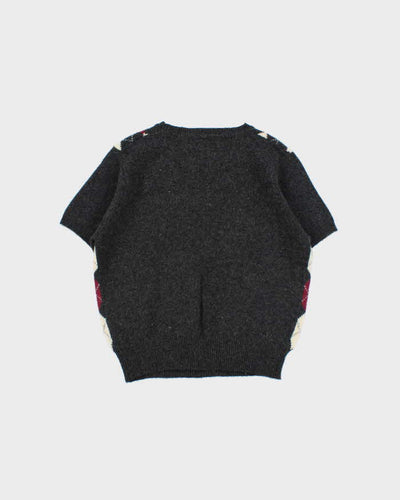 Vintage 90s Casual Wool Blend Short Sleeve Jumper - M