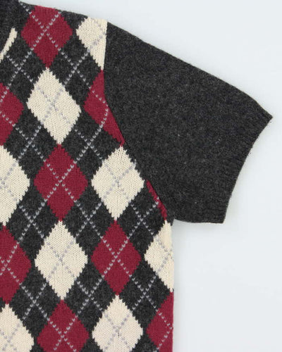 Vintage 90s Casual Wool Blend Short Sleeve Jumper - M
