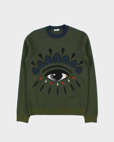Vintage Kenzo Embroidered Wool Neck Jumper - XS