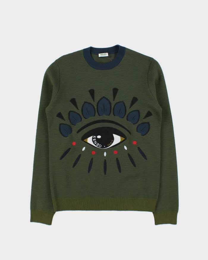 Vintage Kenzo Embroidered Wool Neck Jumper - XS