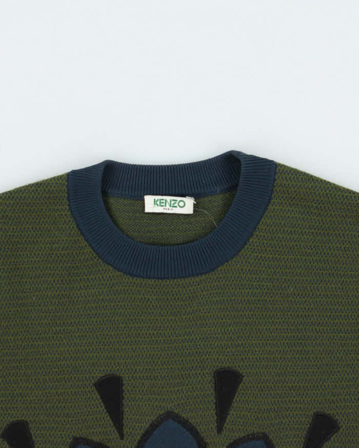 Vintage Kenzo Embroidered Wool Neck Jumper - XS