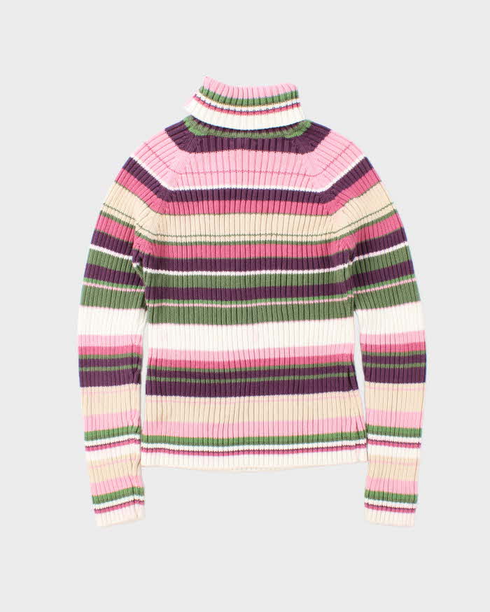 Vintage Y2k 00s Reitmans Stripe Knit Zip Neck Jumper - M