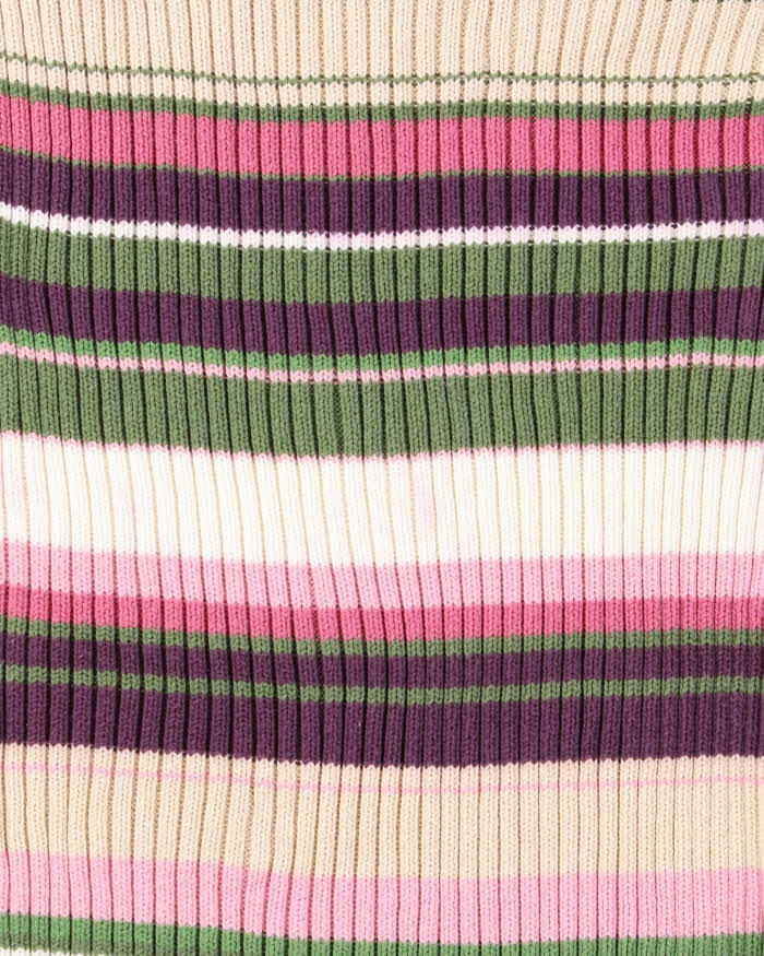 Vintage Y2k 00s Reitmans Stripe Knit Zip Neck Jumper - M