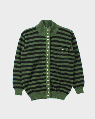 Vintage 00s Birds Stripe Wool Blend Cardigan - M