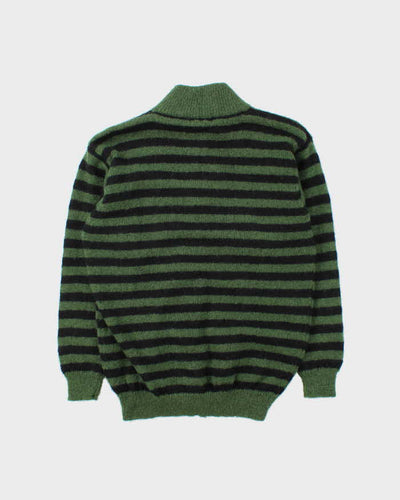 Vintage 00s Birds Stripe Wool Blend Cardigan - M