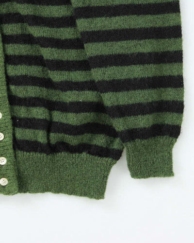 Vintage 00s Birds Stripe Wool Blend Cardigan - M