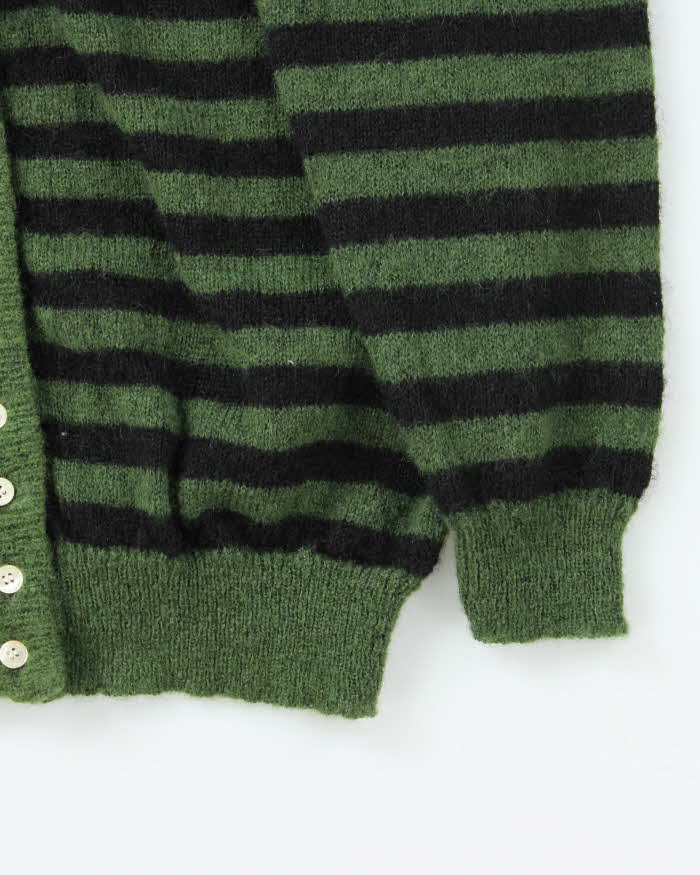 Vintage 00s Birds Stripe Wool Blend Cardigan - M