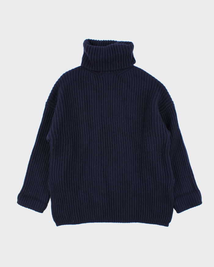 AW 18 Acne Studios Navy Oversized Ribbed Wool Roll Neck - XS