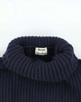 AW 18 Acne Studios Navy Oversized Ribbed Wool Roll Neck - XS