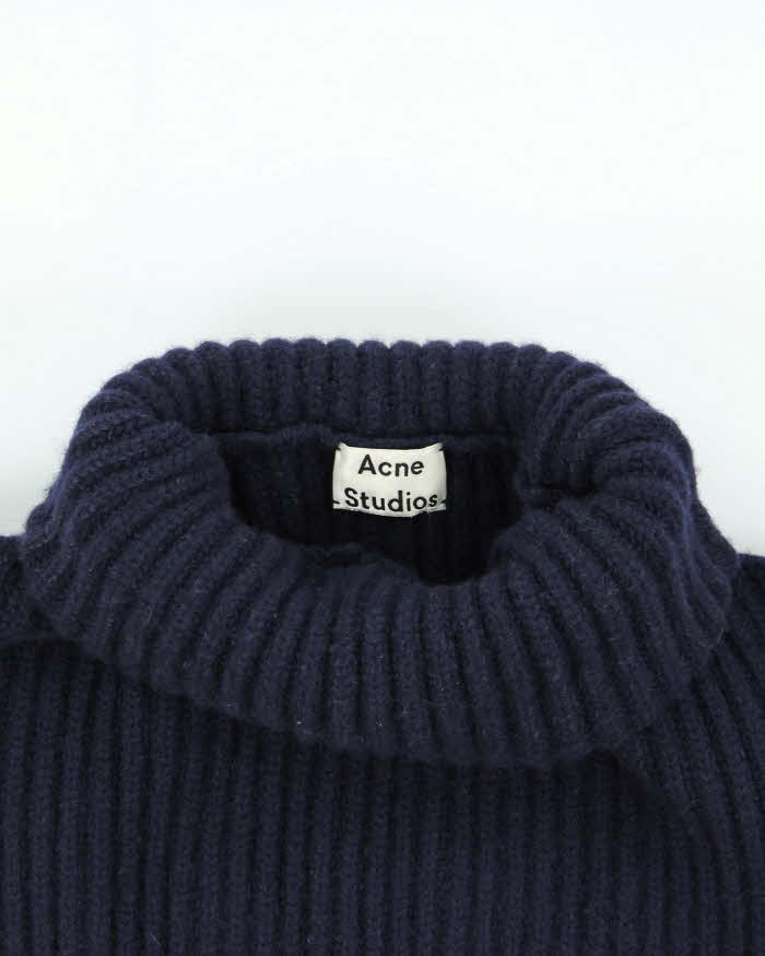 AW 18 Acne Studios Navy Oversized Ribbed Wool Roll Neck - XS