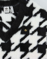 Adidas Originals Black &amp; White Houndstooth Fluffy Oversized Sweater Vest - M