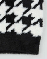 Adidas Originals Black &amp; White Houndstooth Fluffy Oversized Sweater Vest - M