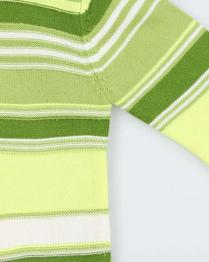 Vintage 00s Bossini Stripe Button Neck Jumper - M