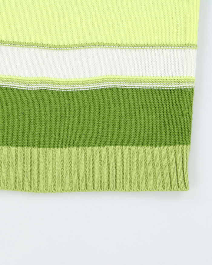 Vintage 00s Bossini Stripe Button Neck Jumper - M