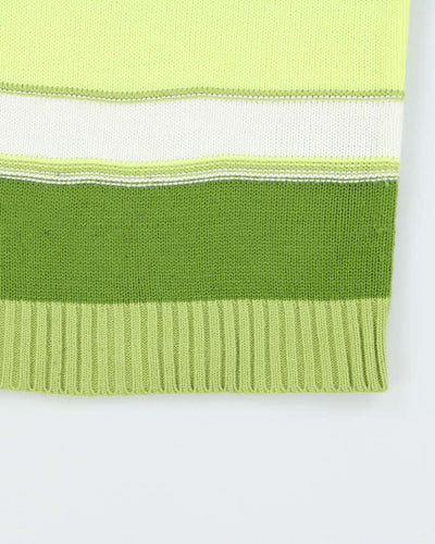 Vintage 00s Bossini Stripe Button Neck Jumper - M