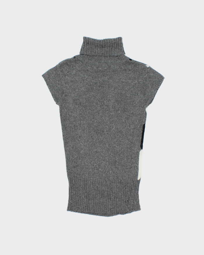 Vintage Y2K 00s Women's Argyle Short Sleeve Roll Neck Jumper - XS