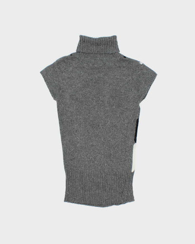 Vintage Y2K 00s Women's Argyle Short Sleeve Roll Neck Jumper - XS