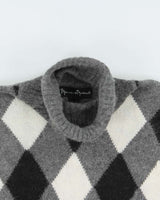 Vintage Y2K 00s Women's Argyle Short Sleeve Roll Neck Jumper - XS