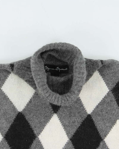 Vintage Y2K 00s Women's Argyle Short Sleeve Roll Neck Jumper - XS