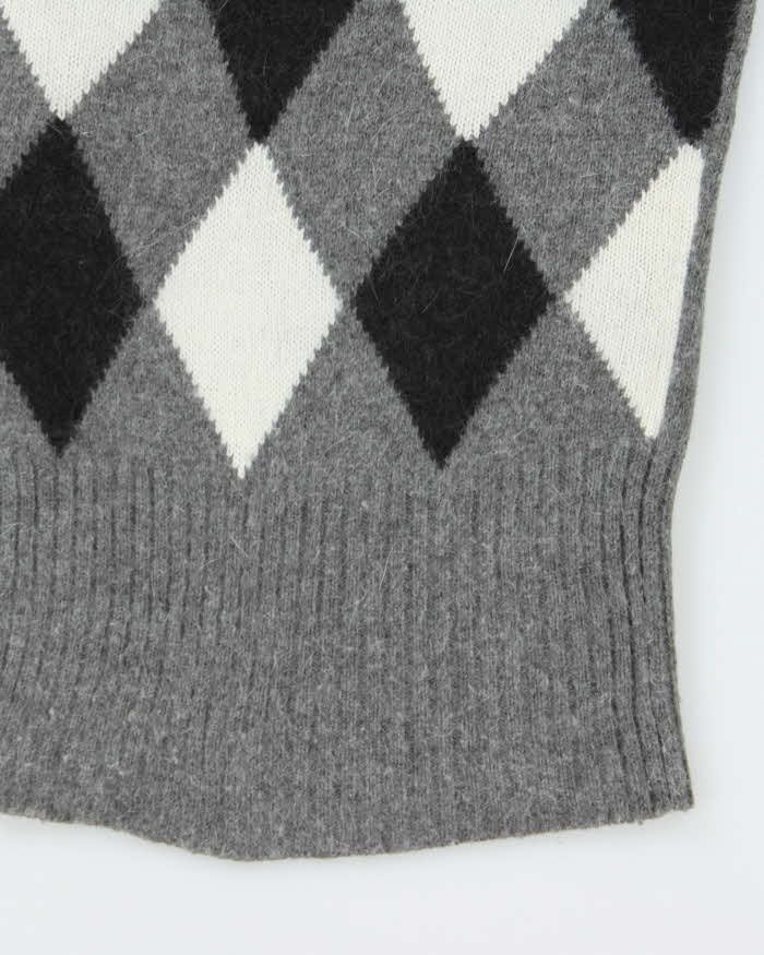 Vintage Y2K 00s Women's Argyle Short Sleeve Roll Neck Jumper - XS