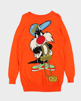 MOSCHINO Couture Milano Sylvester The Cat Looney Tunes Virgin Wool Women's long Knit Jumper - S