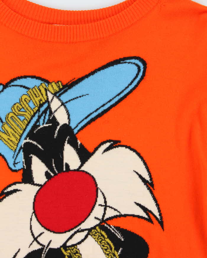 MOSCHINO Couture Milano Sylvester The Cat Looney Tunes Virgin Wool Women's long Knit Jumper - S