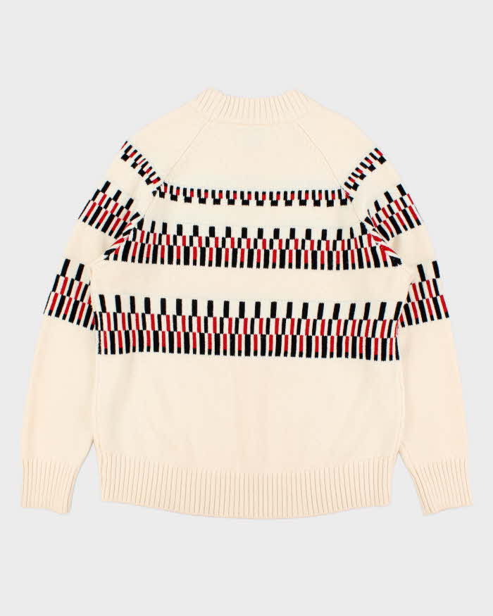 Vintage Nancy Cavally Cream Ribbed Soft Wool Oversized Knit Sweater - S