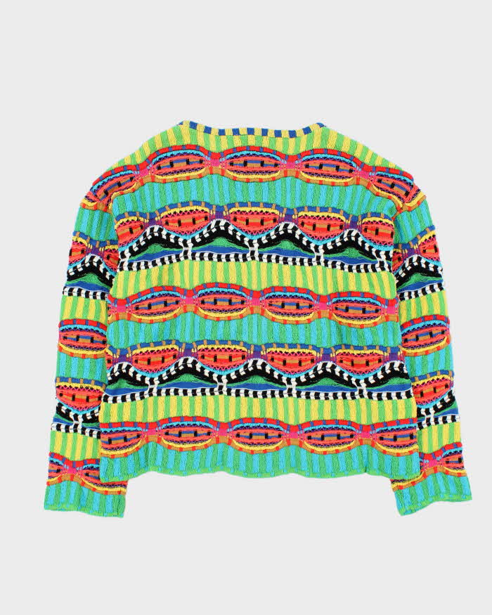 Vintage 1980s Women's MicMac Paris Multicoloured 3D Textured Oversized Knit Sweater - M