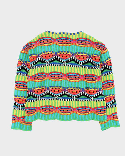 Vintage 1980s Women's MicMac Paris Multicoloured 3D Textured Oversized Knit Sweater - M