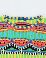 Vintage 1980s Women's MicMac Paris Multicoloured 3D Textured Oversized Knit Sweater - M