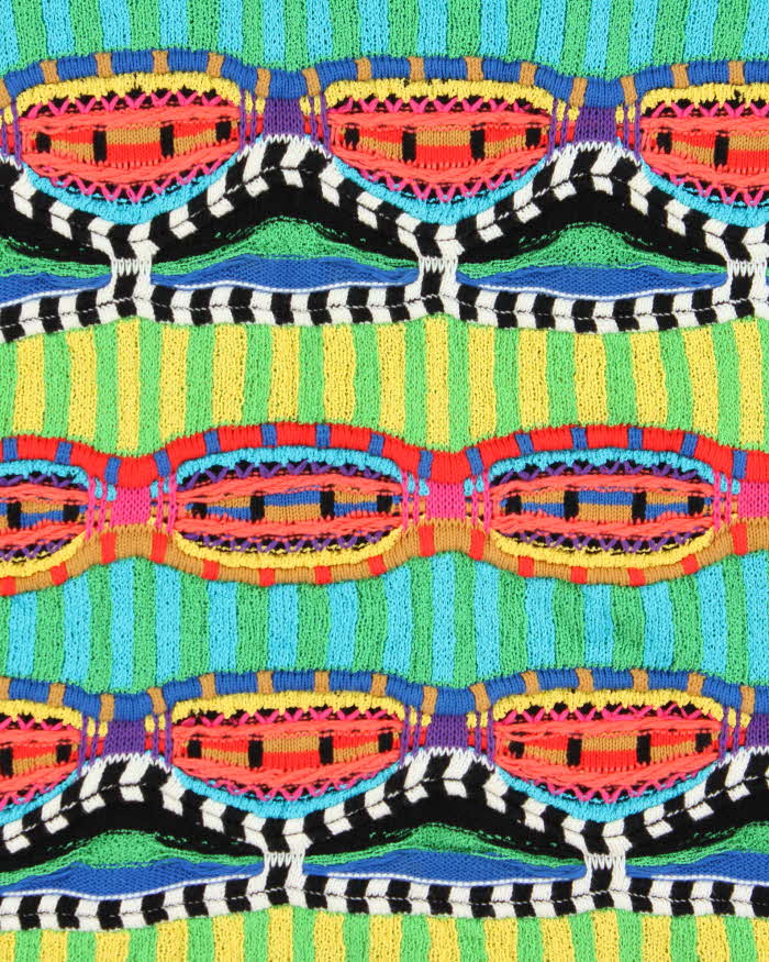 Vintage 1980s Women's MicMac Paris Multicoloured 3D Textured Oversized Knit Sweater - M