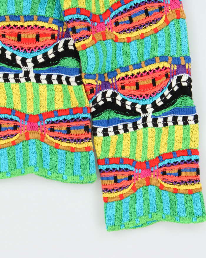 Vintage 1980s Women's MicMac Paris Multicoloured 3D Textured Oversized Knit Sweater - M