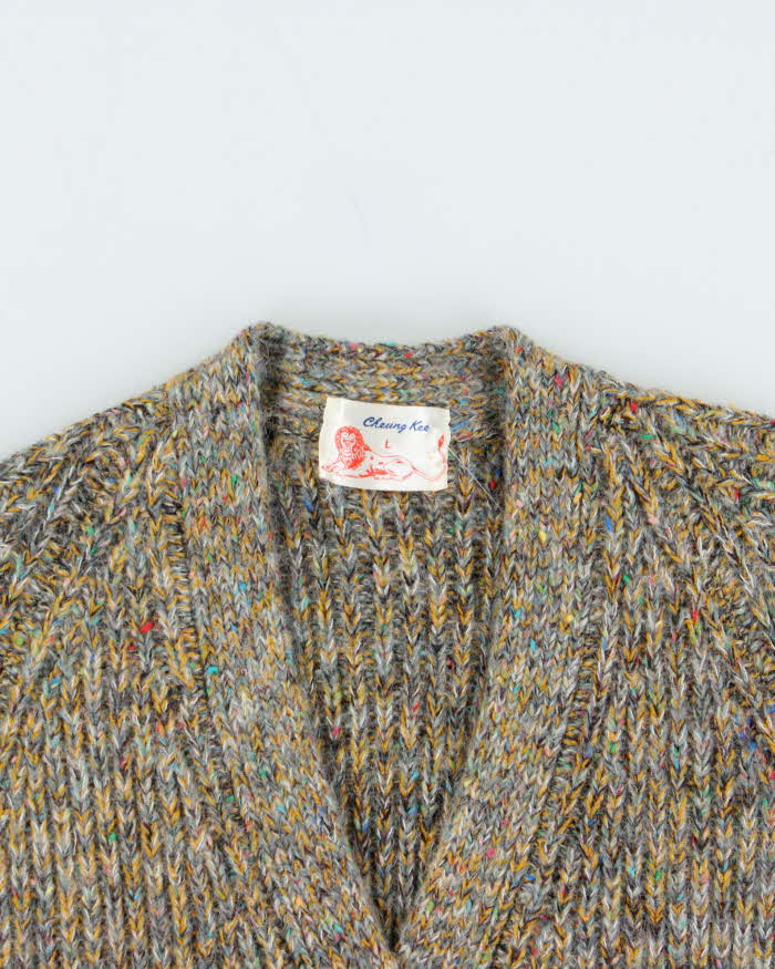 Vintage 1990s Women's Cheung Kee Chunky Speckle Knit Cardigan - L