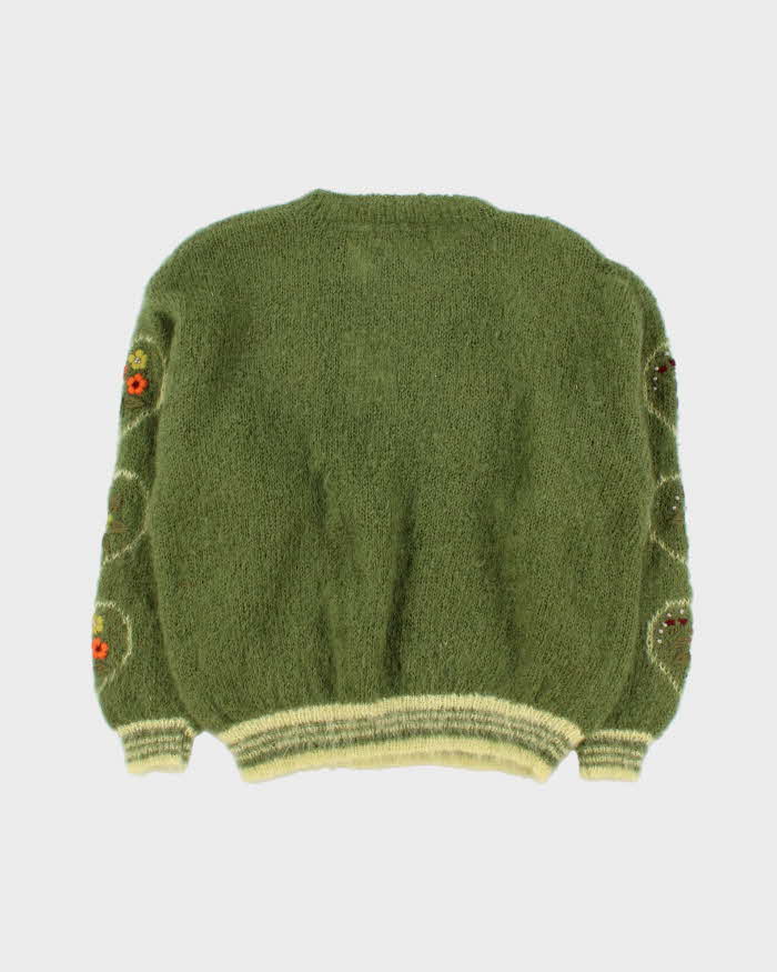 Vintage 1990s Women's Mohair Embroidered Chunky Oversized Crewneck Knit - L