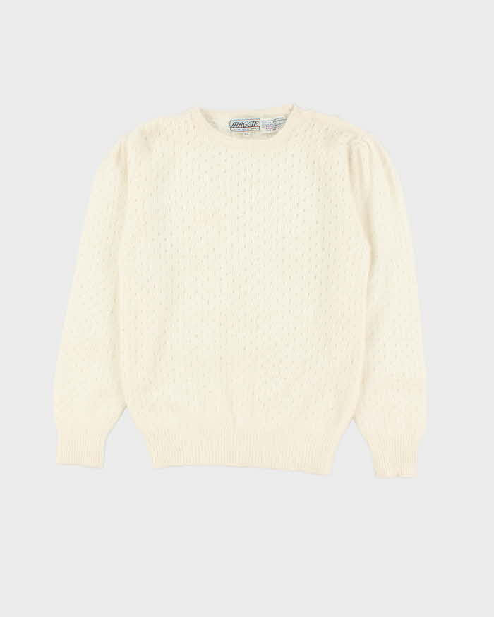 Vintage 1980s Women's Maggie By Jana Angora Lambswool Blend Pearl Detail Knit Sweater - L