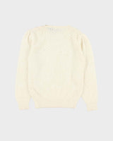 Vintage 1980s Women's Maggie By Jana Angora Lambswool Blend Pearl Detail Knit Sweater - L