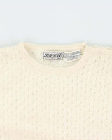 Vintage 1980s Women's Maggie By Jana Angora Lambswool Blend Pearl Detail Knit Sweater - L