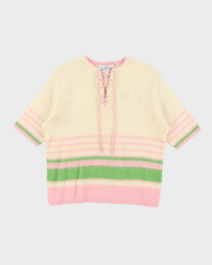 Vintage 60s Jantzen Mohair &amp; Wool Blend Lace-up Jumper - L