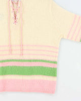 Vintage 60s Jantzen Mohair &amp; Wool Blend Lace-up Jumper - L