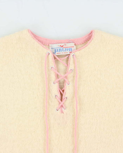 Vintage 60s Jantzen Mohair & Wool Blend Lace-up Jumper - L