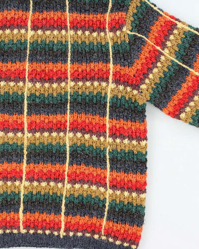 Vintage 1990s Women's Dadadi Italy Wool Patterned Roll-Neck Knit Jumper - M